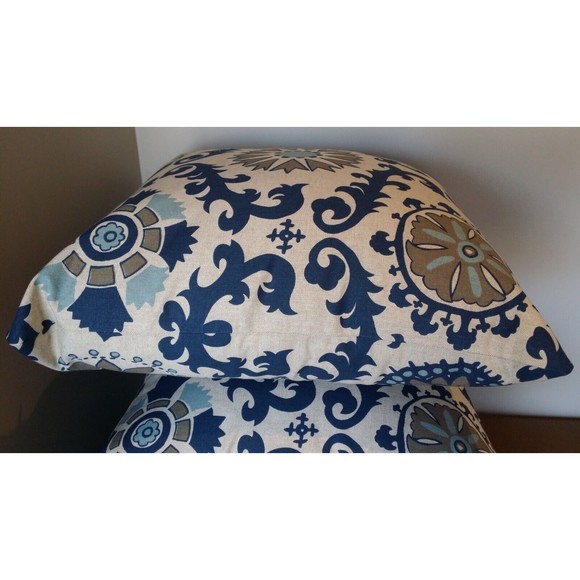 Premier Prints Throw Pillow Covers 20x20 Navy Blue Medallion Zippered Pair NEW - Picture 4 of 16